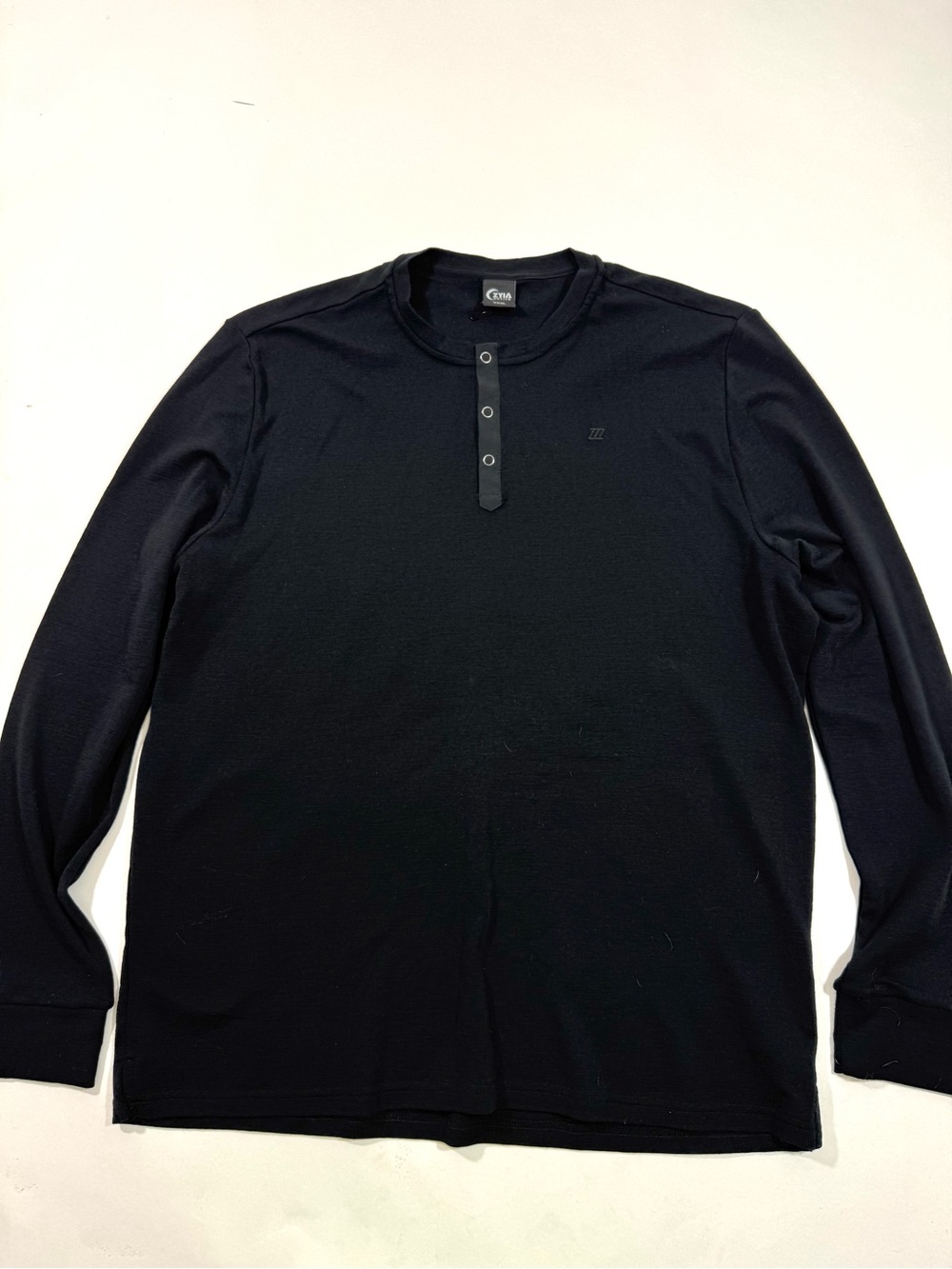 Zyia Mens Wool Rib Henley Shirt Black